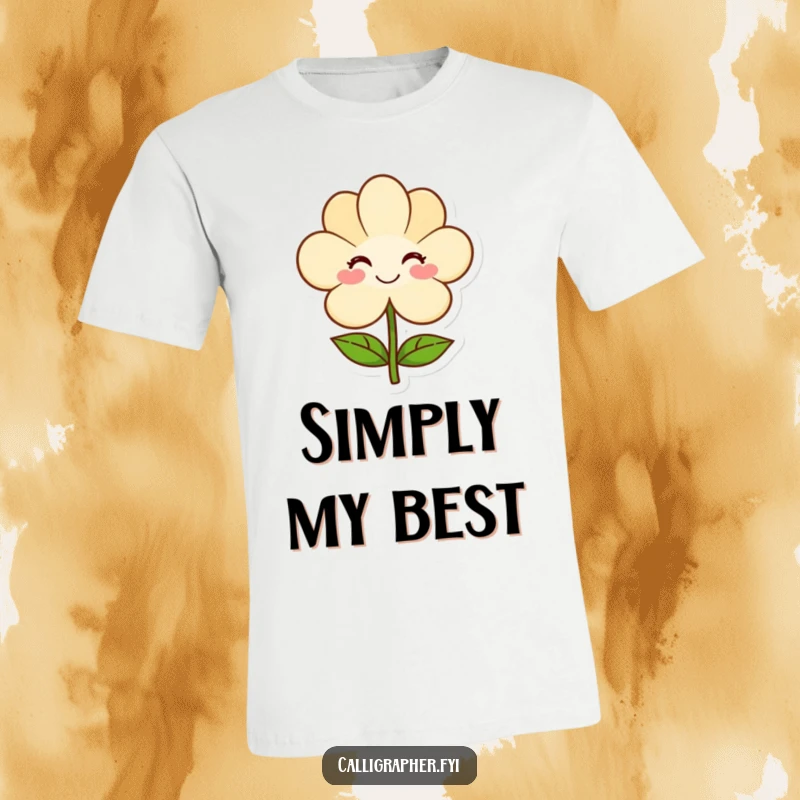Funny t-shirt featuring a smiling artist offering a simple, elegant flower drawing, representing artistic grace and heartfelt expression.