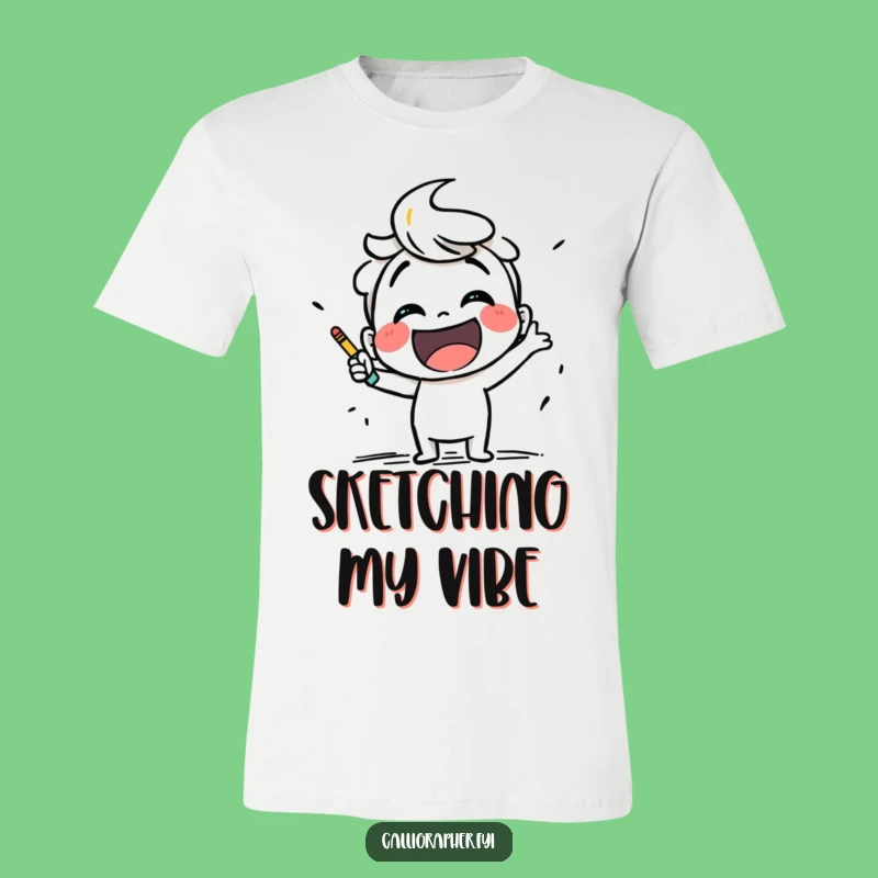 Funny Sketch Artist T-Shirt: Smiling Character Bold Strokes Funny Gift