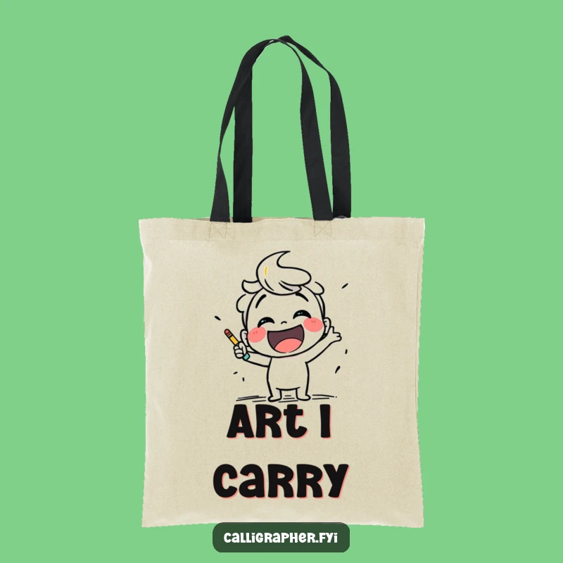 Funny Sketch Artist Tote Bag: Smiling Character Bold Strokes Funny Gift