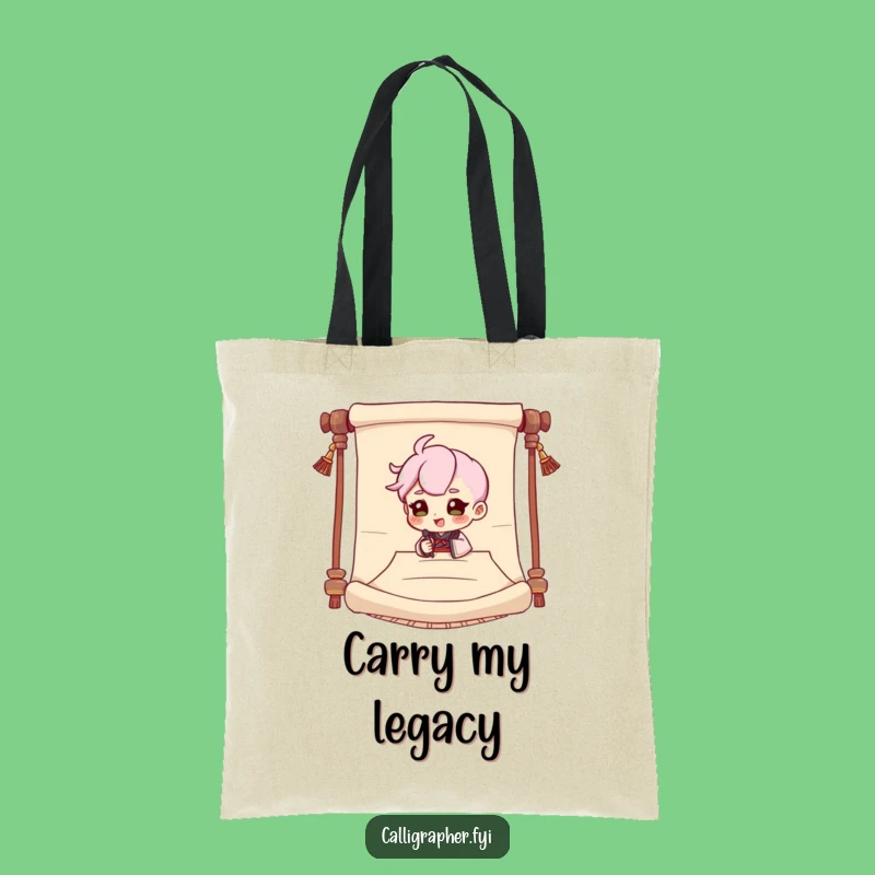 Funny Signing Character Scroll Tote Bag: Carry Your Essentials with Grand Style!