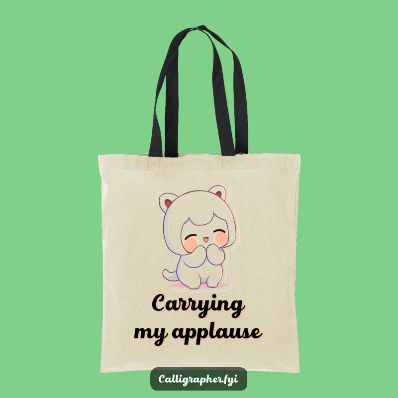 Funny Artistic Bow Tote Bag - Cute Character Proud Smile Carryall Gift