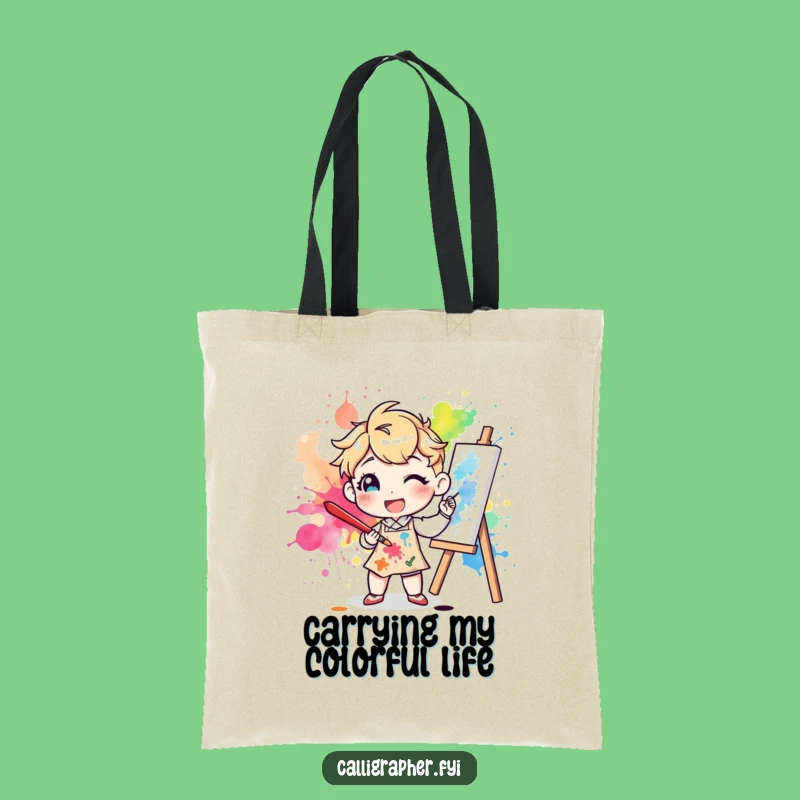 Funny Artist Splatter Tote Bag: Cheerful Character Creating Colorful Art, Great Funny Gift