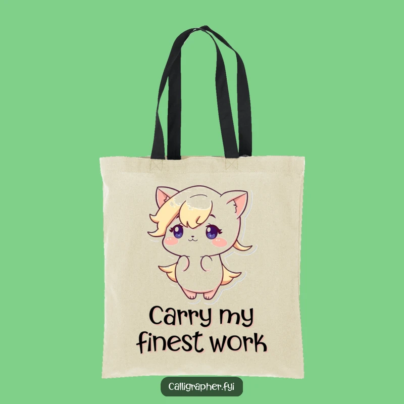 Funny Artist Tote Bag: Cute Character Elegant Flourish Carryall