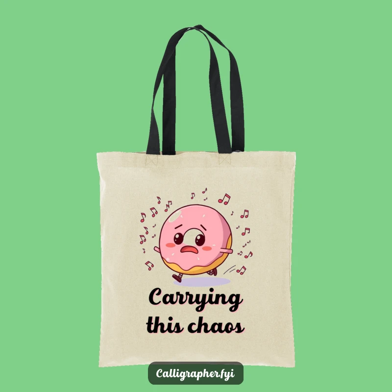 Funny Donut Music Escape Tote Bag: Bewildered Pastry, Notes, Practical & Hilarious Gift!