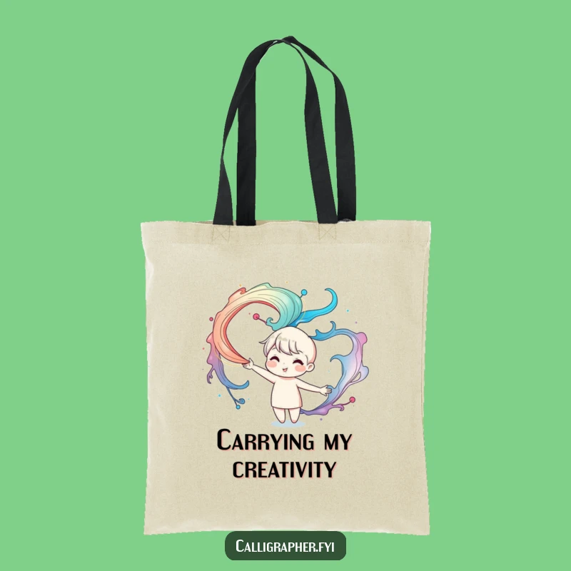 Funny Ink Swirl Tote Bag: Cute Character Art, Spacious & Stylish Gift for Artists!