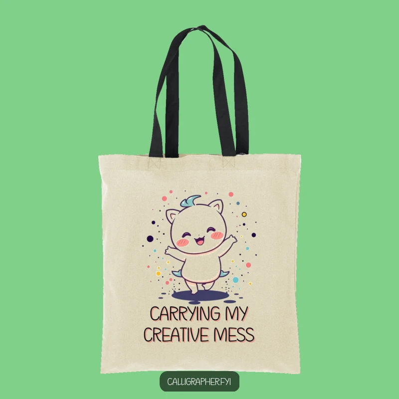 Funny Kawaii Ink Splatter Tote Bag - Chic Artist Carry-All