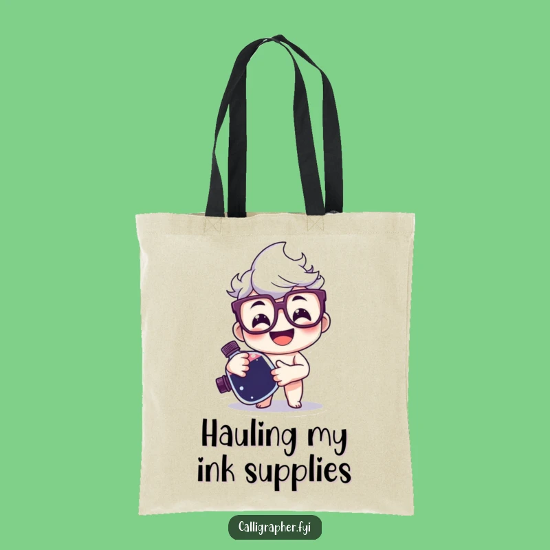 Funny Writer's Tote Bag - Happy Ink Bottle Character, Carry Your Stories in Style