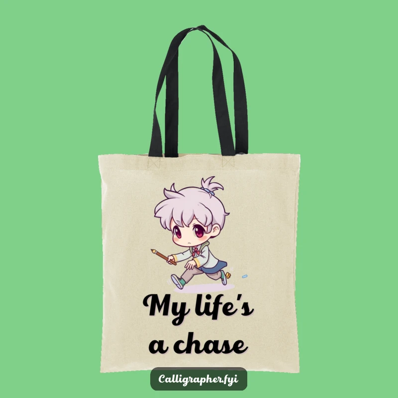 Funny Brush Chase Tote Bag: Carry Your Art Supplies & Humor - Great Funny Gift!